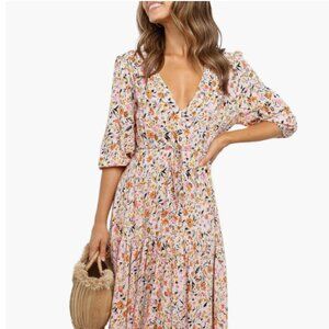 Kelda Floral Midi Dress XS Petal and Pup